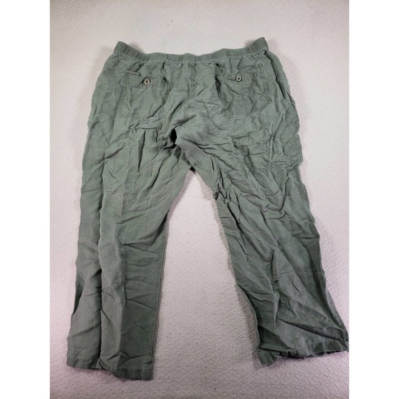 Cubavera Pants Womens 36 Green Straight Linen Mid Rise Slash Pockets Drawstring - Picture 7 of 9